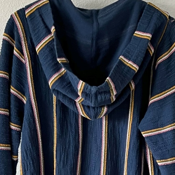 FAHERTY Seabrook Poncho Sz Large Baja Navy Sayulita Stripe Hoodie Pullover Blue - Picture 9 of 13
